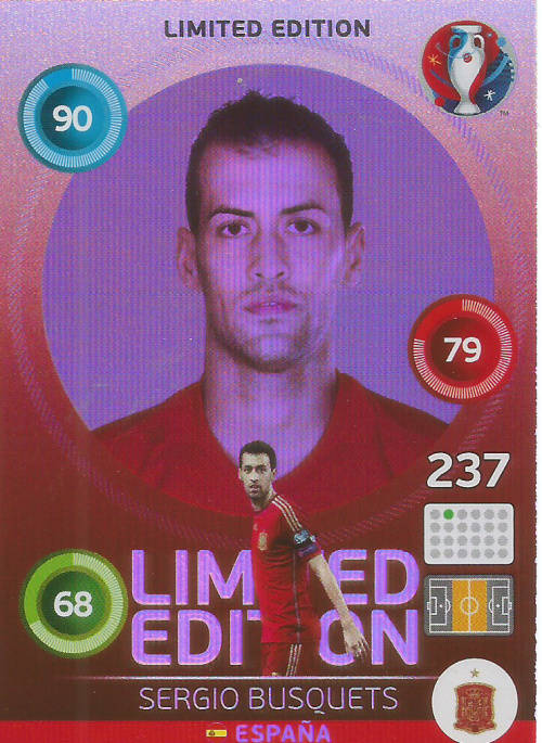 Trading Cards SERGIO BUSQUETS EURO 2016 by PANINI "CLASSIC